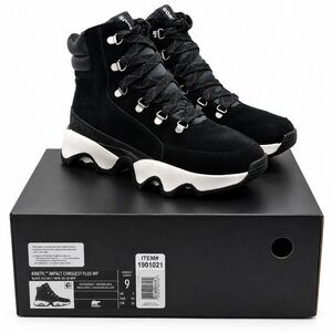 SOREL Kinetic Impact Conquest Plus WP Black Sea Salt Waterproof Boots Women’s 9